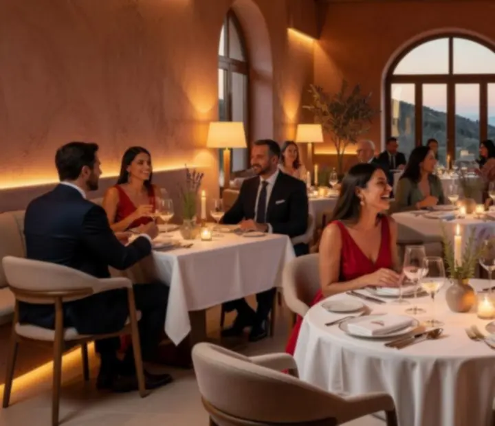Elegancka sala restauracyjna przygotowana na wieczorne wydarzenie tematyczne